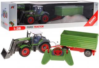 Traktor na dálkové ovládání se zelenou vlečkou Farmer 1:28