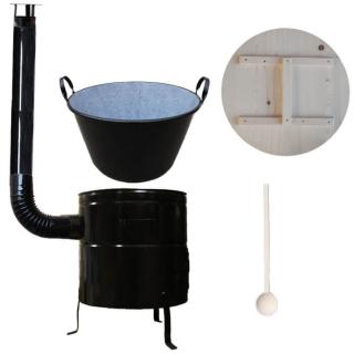 KESSEL kotel zabíjačkový smalt 100 l, KESSEL kotlina KOV CLASSIC 60 cm, KESSEL poklice dřevo, KESSEL vařečka 80 cm ZABÍJAČKA