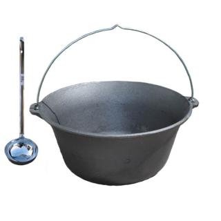 KESSEL kotlík na guláš litina 22 l 17 kg, KESSEL naběračka nerezová 350 ml INOX