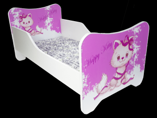 TopBeds dětská postel s obrázkem 140x70 - Happy Kitty