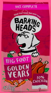 BARKING HEADS Big Foot Golden Years Chicken 12kg  + pamlsky (do vyprodání)