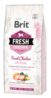 BRIT Fresh Chicken with Potato Puppy Healthy Growth 12kg  + pamlsky (do vyprodání)