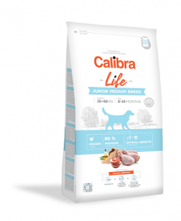 Calibra Dog Life Junior Medium Breed Chicken 12kg  + vzorek krmiva (do vyprodání)
