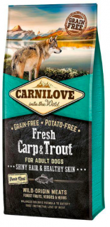 Carnilove dog Fresh Adult Carp & trout 12 kg  + Tobby piškoty 120g