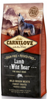 Carnilove Dog Lamb & Wild Boar 12 kg  + Tobby piškoty 120g