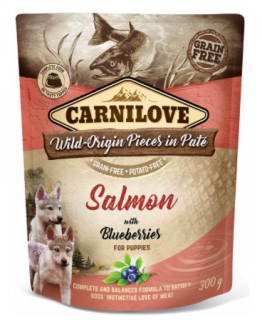 Carnilove Dog Pouch Paté Salmon and Blueberries for Puppies 300g