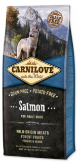 Carnilove Dog Salmon Adult 12 kg  + Tobby piškoty 120g