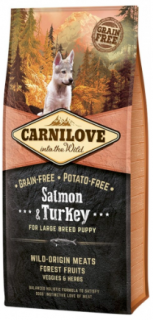 Carnilove Dog Salmon & Turkey for Large Breed Puppy 12 kg  + Tobby piškoty 120g