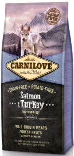 Carnilove Dog Salmon & Turkey for Puppies 12 kg  + Tobby piškoty 120g