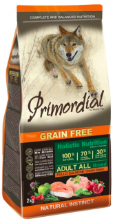 Primordial Grain Free Adult Chicken and Salmon 12 kg  + pamlsky (do vyprodání)