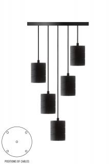 Multi-Cordset 5x závěs pro žárovku, Kruhový Barva:: BLACK
