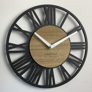 Nástěnné hodiny Loft Piccolo 2- 30cm se dřevem Antracit – Černé