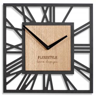 Nástěnné hodiny Loft Piccolo 30 cm Hranaté Antracit + dřevo