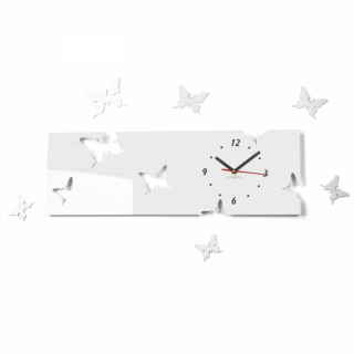 Nástěnné hodiny Motýlci 20x60 cm Bílé