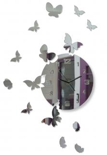 Nástěnné hodiny motýly 15 stříbrné