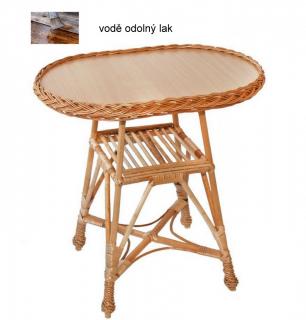 Proutěný stolek OVÁL 60x40x60 Přírodní - lakovaný