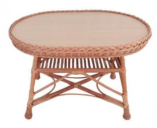 Proutěný stolek OVÁL 70x50x60 Přírodní Povrchová úprava: Nelakováno-bez povrchové úpravy bezbarvým lakem