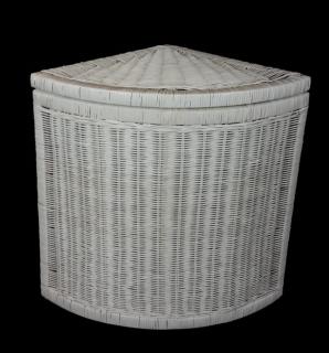 Ratanový koš na prádlo rohový  45x45x60 cm Bílý
