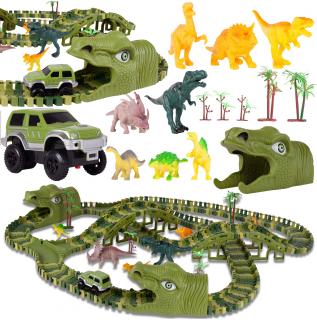 Autodráha s autíčkem na baterie  a dinosaury 240 dílků Dino Track