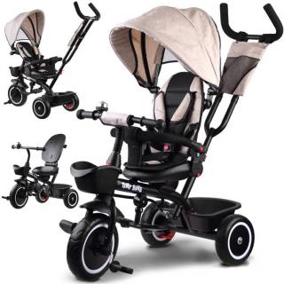 Dětská tříkolka Tiny Bike s otočným sedadlem 3v1 béžová