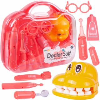 Dětský lékařský kufřík s příslušenstvím Malý zubař růžový