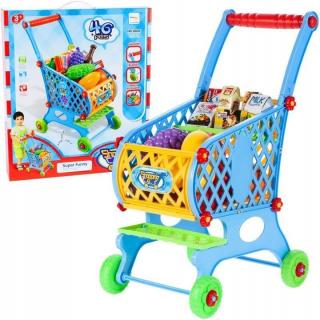 Dětský nákupní košík s příslušenstvím Funny Chart modrý