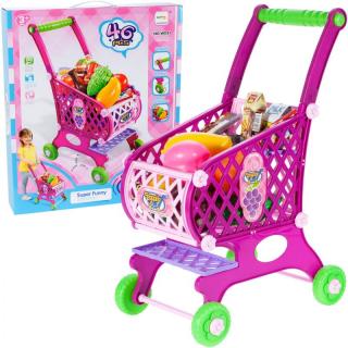 Dětský nákupní košík s příslušenstvím Funny Chart růžový