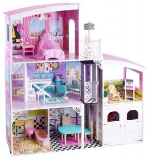 Dřevěný XXL domeček pro panenky s garáží rezidence Melinda