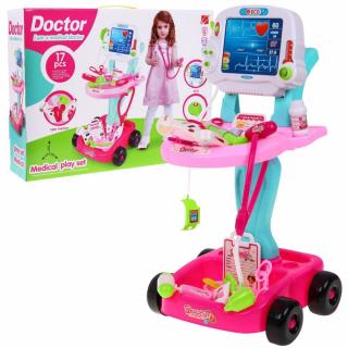 Majlo Toys dětský lékařský vozík EKG se světlem a zvuky růžový