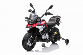 Elektrická Motorka BMW F850 GS, Licencované, 12V baterie, EVA měkká kola, 2 x 35W motor, LED Světla, Pomocná kolečka, červená