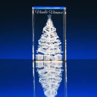 3D skleněné vánoční přání 60x40x40 mm