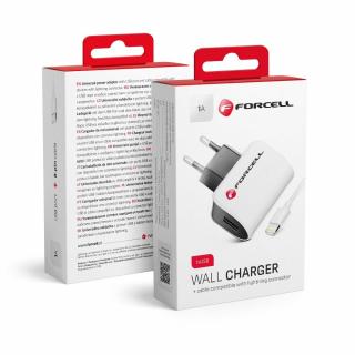 Cestovní adaptér Forcell bílý s USB-lightning kabelem