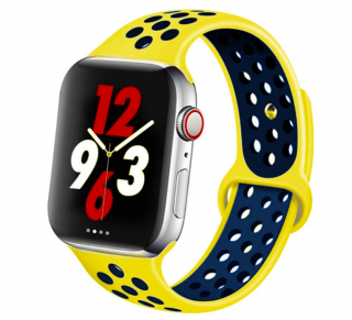 Sportovní řemínek na Apple Watch 42mm/44mm žlutomodrý