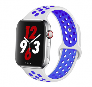 Sportovní řemínek na Apple Watch 6 / 5 / 4 / 3 / 2 / SE (40 mm  / 38 mm) bílomodrý