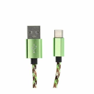 USB kabel 2m Nylon zelený USB C