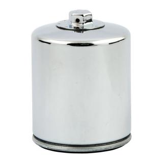 K&N, spin-on oil filter, with top nut. Chrome