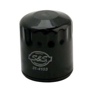 S&S, spin-on oil filter. Black