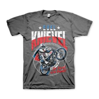 Triko Evel Knievel Wheelie T-shirt dark grey