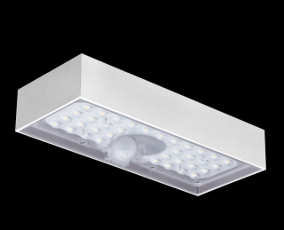 CENTURY Domino, bílé solární nástěnné svítidlo, 6W LED, 3000K, IP65, se senzorem pohybu a denního světla