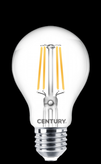 CENTURY LED FILAMENT HRUŠKA ČIRÁ 3,8W E27 3000K 806lm energetická třída A