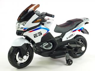 DEA Dětská elektrická motorka dvoumístná Topspeed bílá