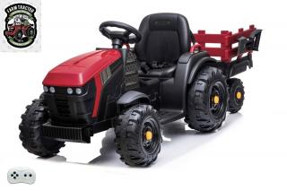 DEA Elektrický farmářský traktor s vlekem a lopatou červený