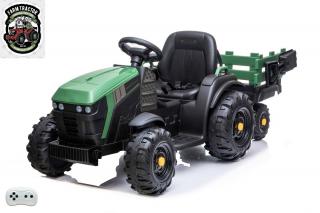 DEA Elektrický farmářský traktor s vlekem a lopatou zelený