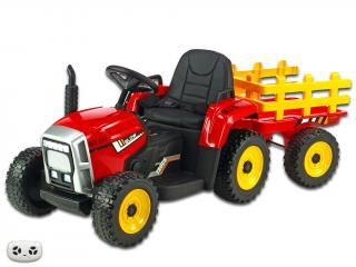 DEA Elektrický rozkošný traktor s vlekem červený