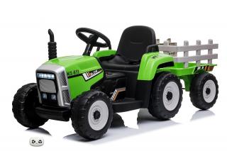 DEA Elektrický rozkošný traktor s vlekem zelený