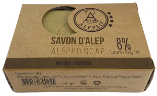 Ručně vyráběné přírodní tuhé mýdlo ALEPPO 100g.