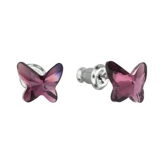 Evolution Group CZ Náušnice bižuterie se Swarovski krystaly fialový motýl 51048.3