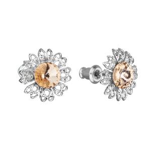 Evolution Group CZ Náušnice bižuterie se Swarovski krystaly oranžová kytička 51042.3 light peach