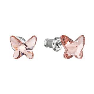 Evolution Group CZ Náušnice bižuterie se Swarovski krystaly růžový motýl 51048.3 rose peach