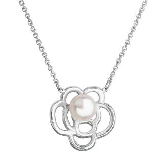 Evolution Group CZ Perlový náhrdelník s pravou říční perlou bílá kytička 22034.1